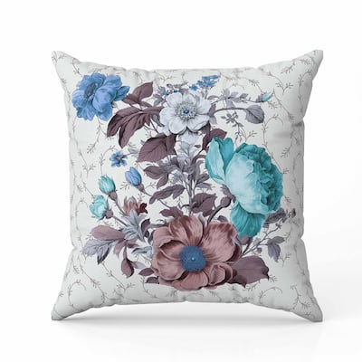 Flower and Knop Faux Suede Reversible Throw Pillow Blue and Lavender