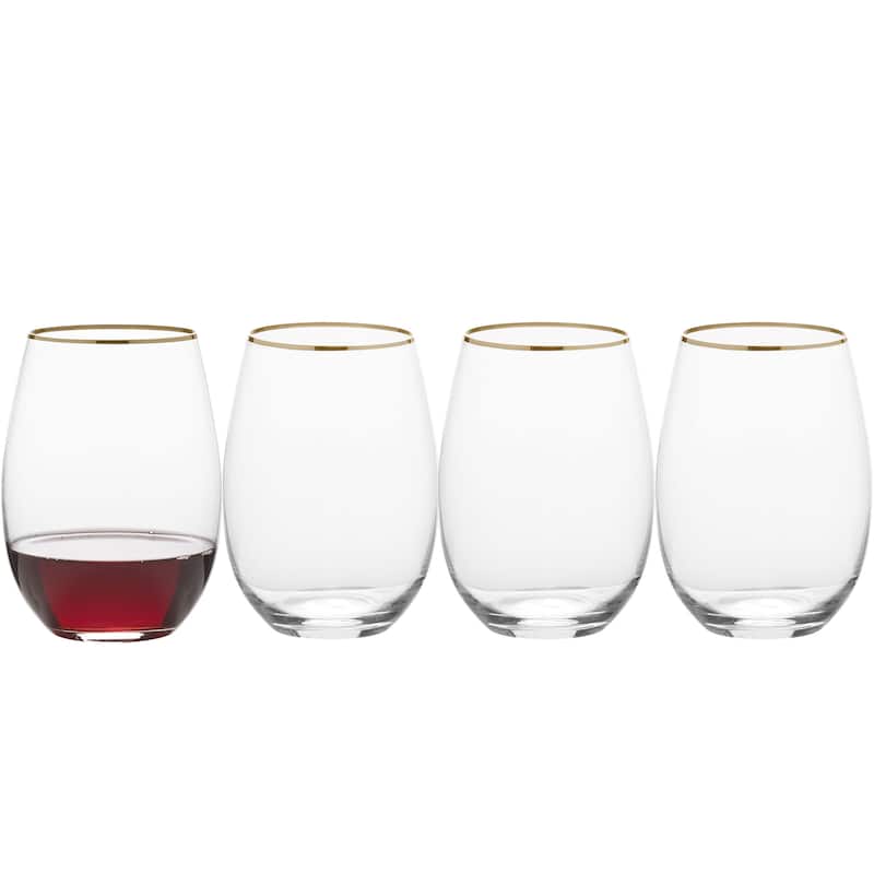 Mikasa Julie Gold Set of 4 Stemless Wine Glass, 19.75 Ounce