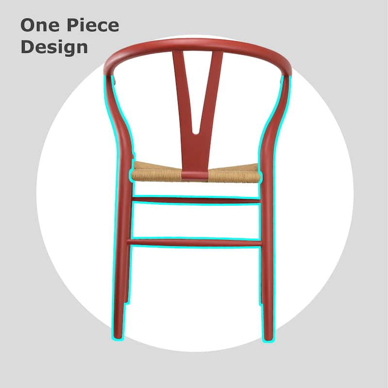 Modern Dining Chair with Woven Paper cord Seat, Solid Wooden Farmhouse Y Back Elbow Side Chair
