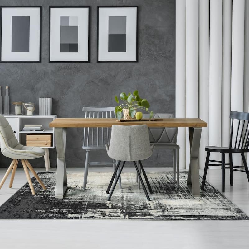 Luxe Weavers Modern Crosshatch Pattern Distressed Abstract Area Rug Carpet