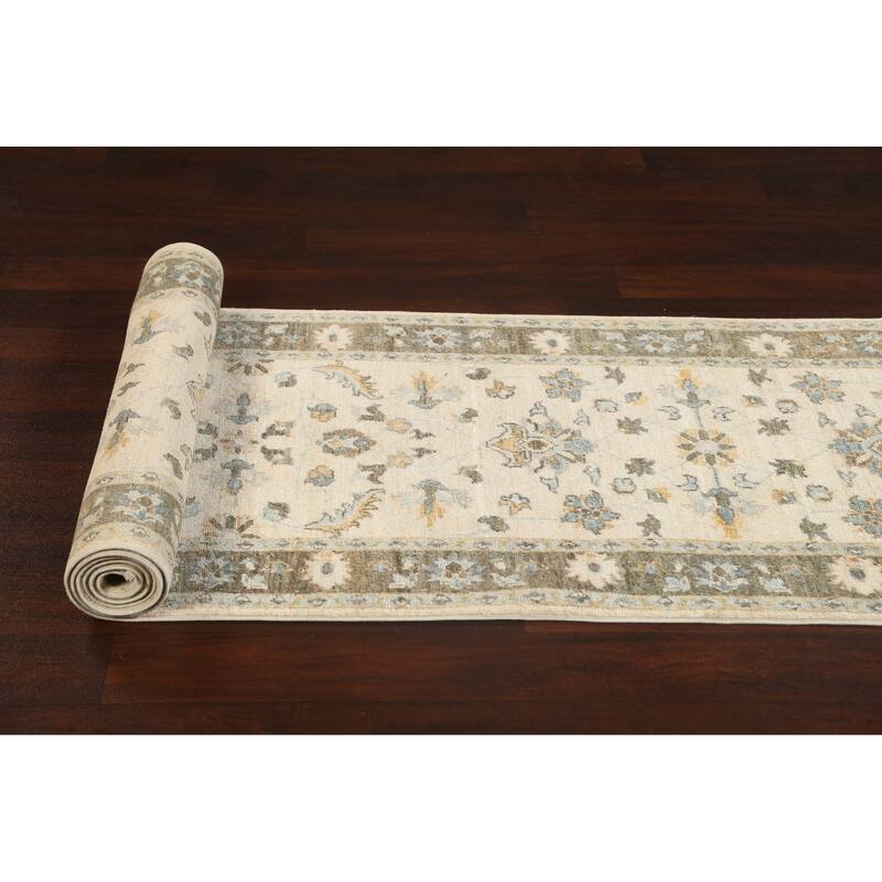 Floral Vegetable Dye Peshawar Chobi Oriental Runner Rug Hand-knotted - 2'7" x 10'0"