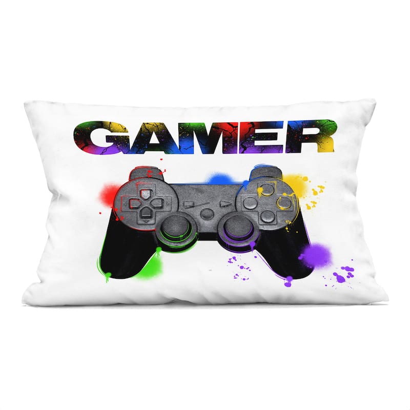 Stupell Gamer with Paint Smear Decorative Printed Throw Pillow Design by Marcus Prime - Accent - Polyester - Black - Single