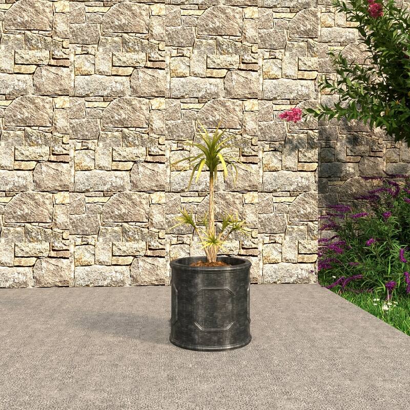 Meadow Classic Round Fiberstone and MGO Clay Planter with Drainage for Indoor Outdoor Home Office Yard Patio Fully Assembled