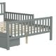 preview thumbnail 17 of 59, Vertical Headboard Footboard Platform Bed Frame, Both Side Guardrails, Wooden Slat Panel Bed with 2 Storage Drawers