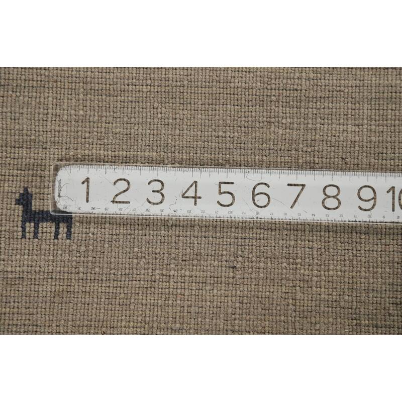 Hand Knotted Oriental 100% Wool Carpet Tribal Animal Pictorial Beige & Ivories Gabbeh Area Rug - 7' 7'' X 5' 4''