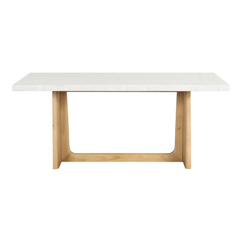 Furniture of America Wayley Modern 7-Piece Solid Wood Genuine Marble Top Dining Table Set