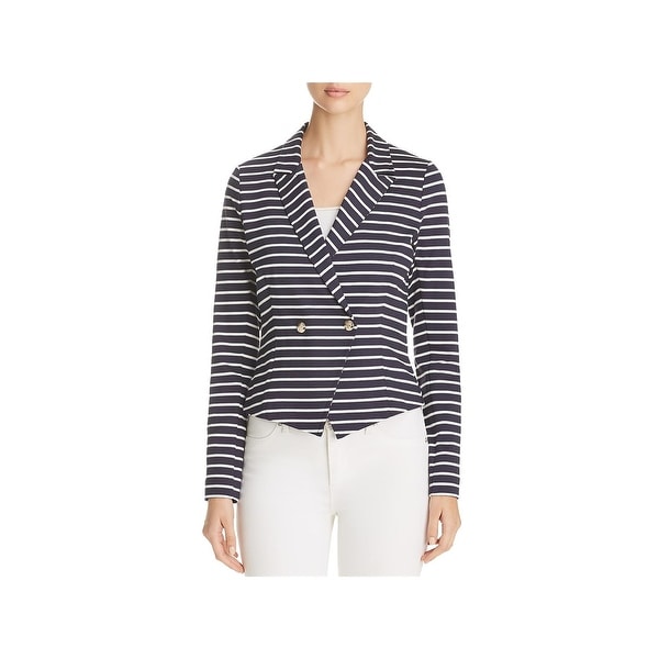 Three Dots Womens Newport Blazer Striped Long Sleeves