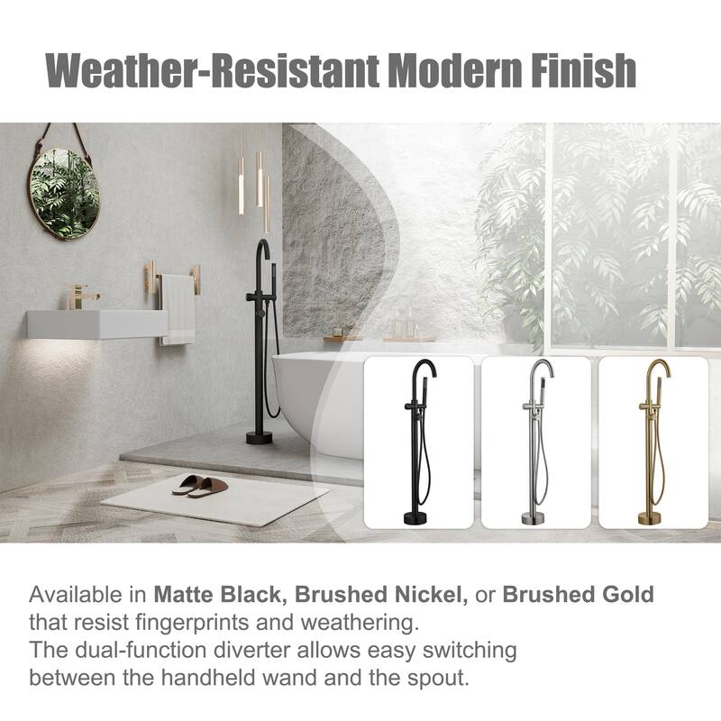 Modland 46'' Outdoor Shower System 316 Stainless Steel Thermostatic Freestanding Poolside Faucet with Swivel Spout - 46'' H