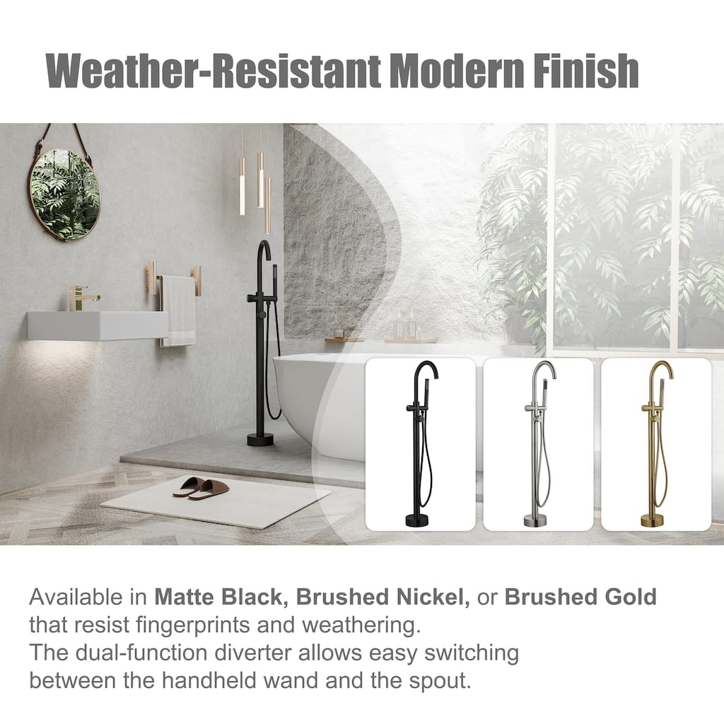Modland 46'' Outdoor Shower System 316 Stainless Steel Thermostatic Freestanding Poolside Faucet with Swivel Spout - 46'' H
