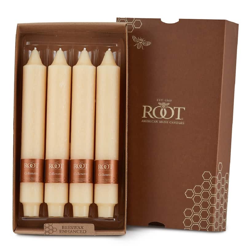 Root Unscented 9 In. Timberline™ Collenette Taper Candles box of 4 - 9 X 1-1/4 - Buttercream