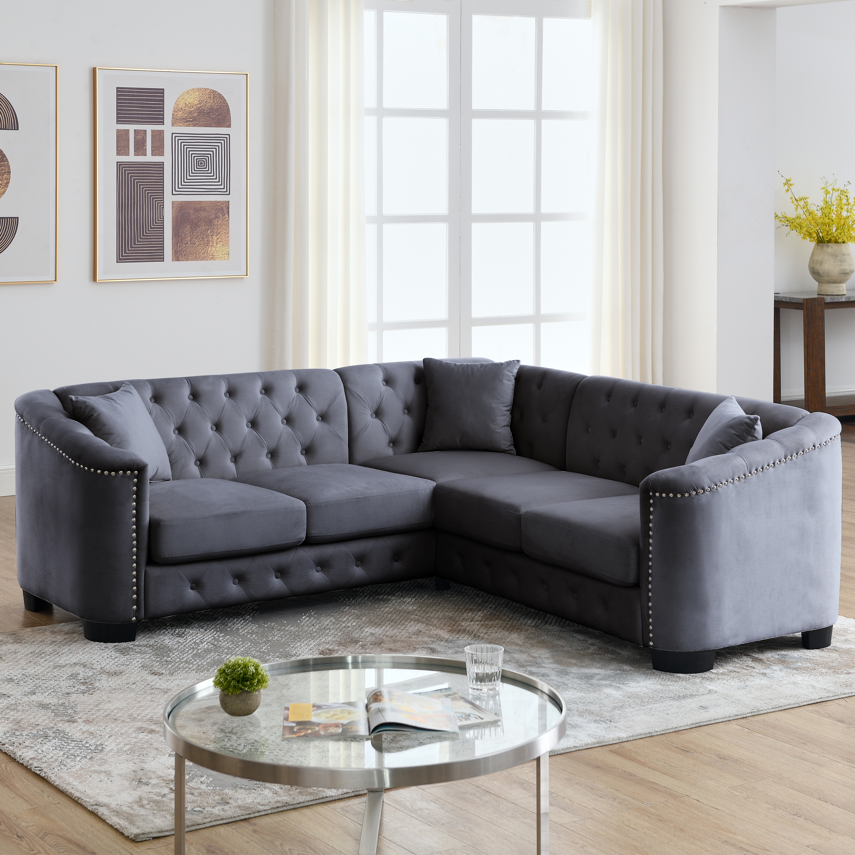 Grey 2025 nailhead sectional
