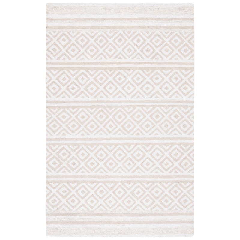 SAFAVIEH Handmade Capri Astri Modern Wool Rug - 6' Square - Ivory/Beige