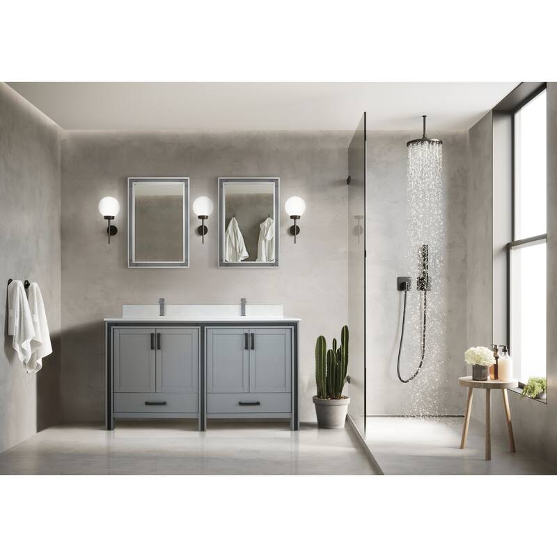 Ziva Bath Vanity, White Quartz Top and Mirrors