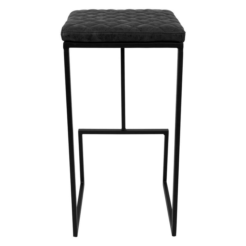 Quincy Leather Quilted Counter Height Barstool (Set of 2) with Upholstered Square Seats & Footrest for Home Bar & Kitchen