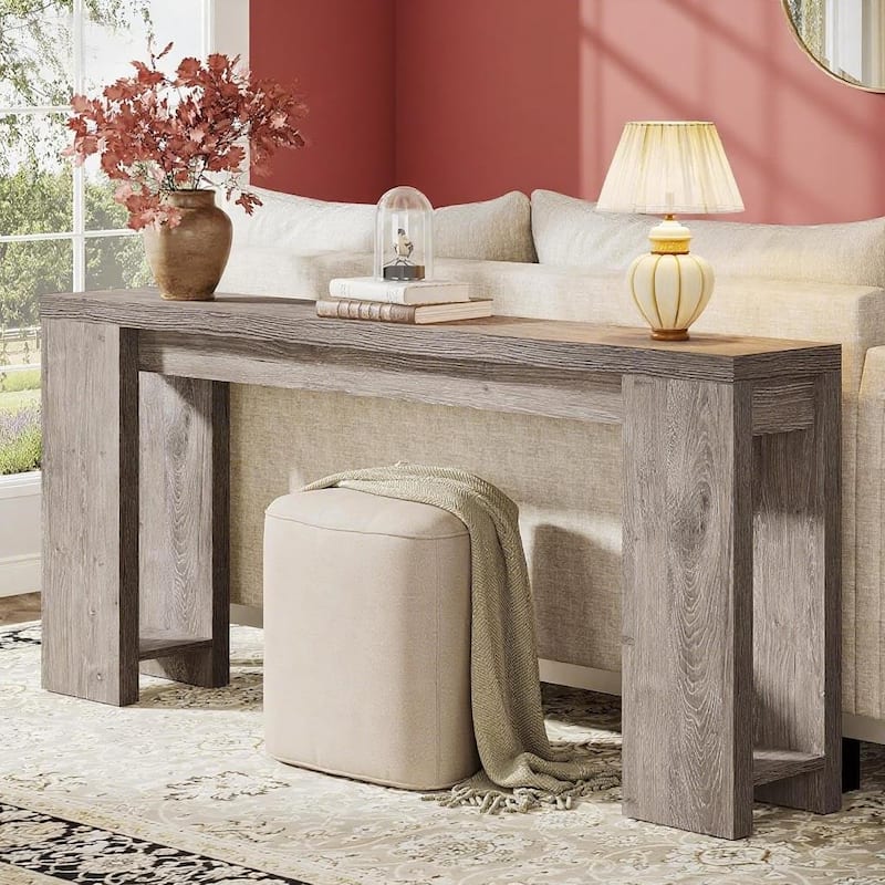 Farmhouse Console Table Rustic Wood Entryway Sofa Hallway Foyer Table 70 Inch - 70.9" x 11.8" x 33.5"
