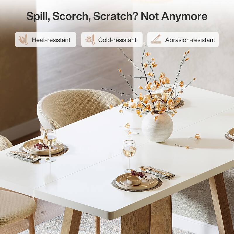 47-Inch Dining Table with Wooden Legs for 4 People