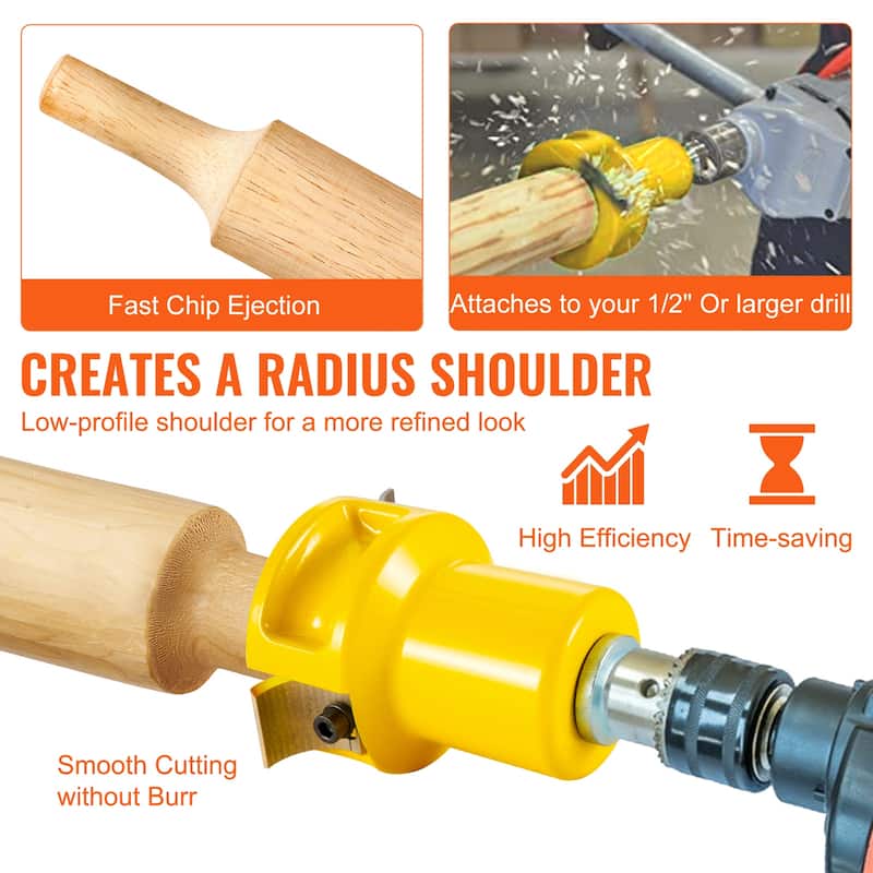 Tenon Cutter, 1.5" / 38 mm Diameter, Premium Aluminum & Steel Log Furniture Cutter, with Dual Blades