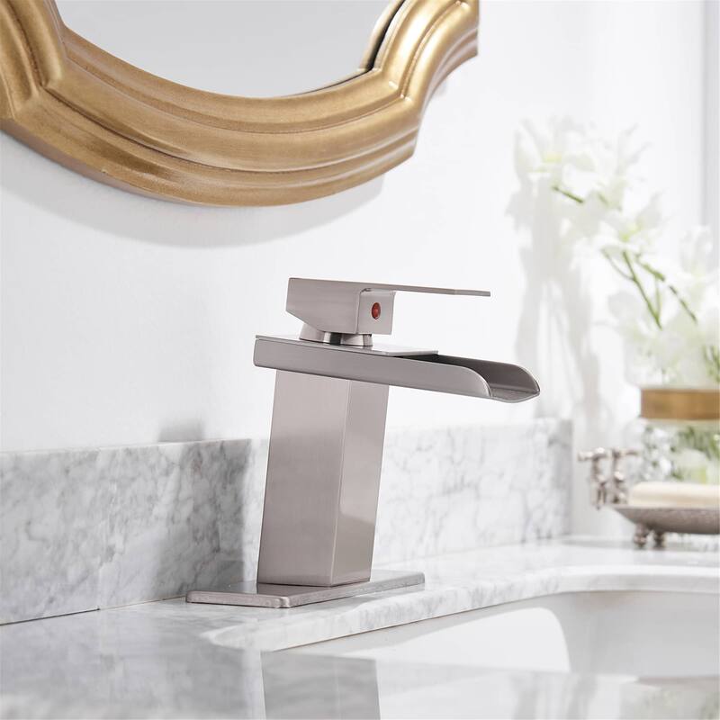 Single Handle Bathroom Faucet With Drain Assembly Waterfall Bathroom Sink Faucets Single Hole Basin Vanity Taps With Deck Plate