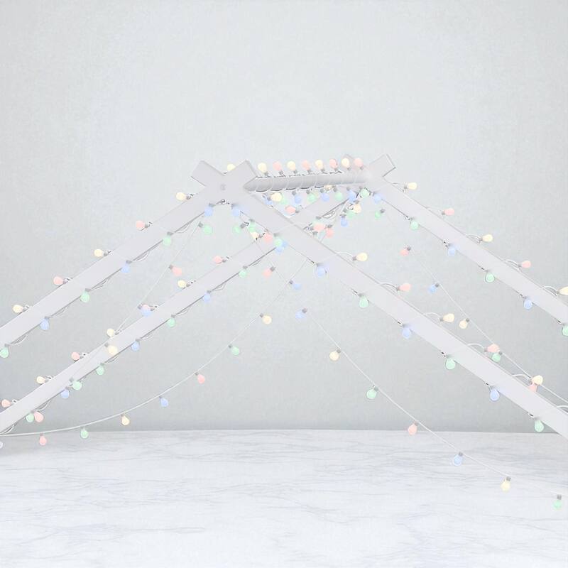 Twin/Full Size Kids Roof-Shaped Metal Bed Frame with Colorful LED Lights, Low Profile Design, 350 lb Capacity