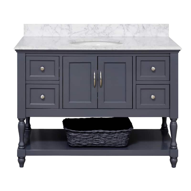 KitchenBathCollection Beverly 48" BathroomVanity w/ Carrara Marble Top