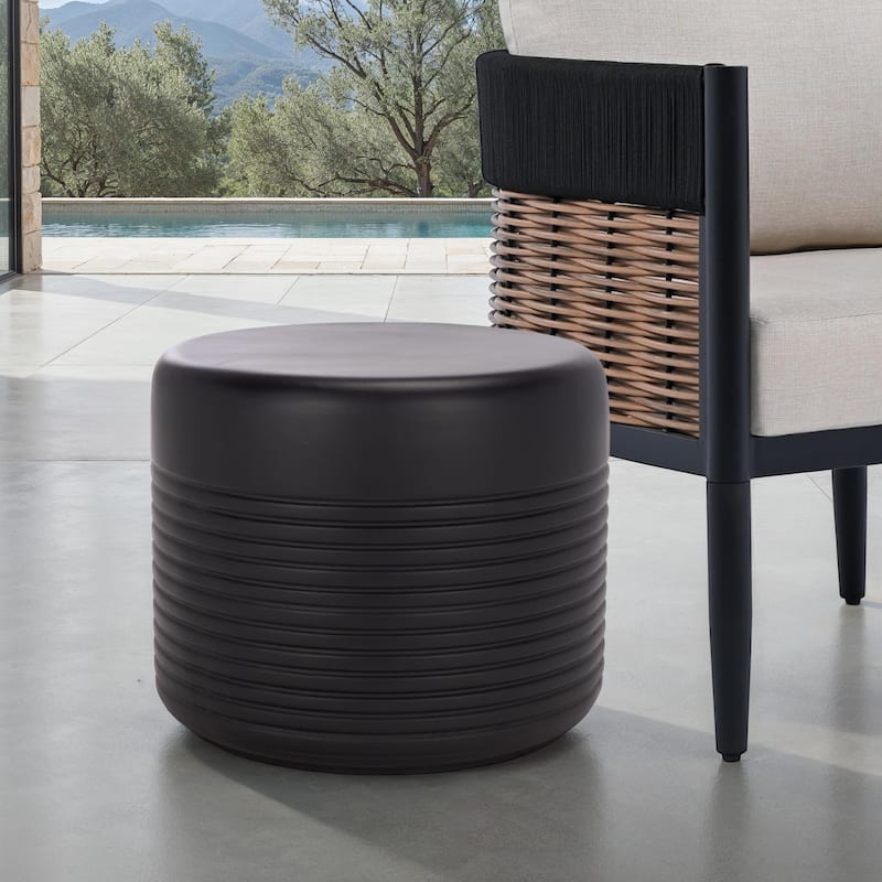 SAFAVIEH Outdoor Living Astrid Low Wide Side Table - 18"W x 18"D x 15"H - Black