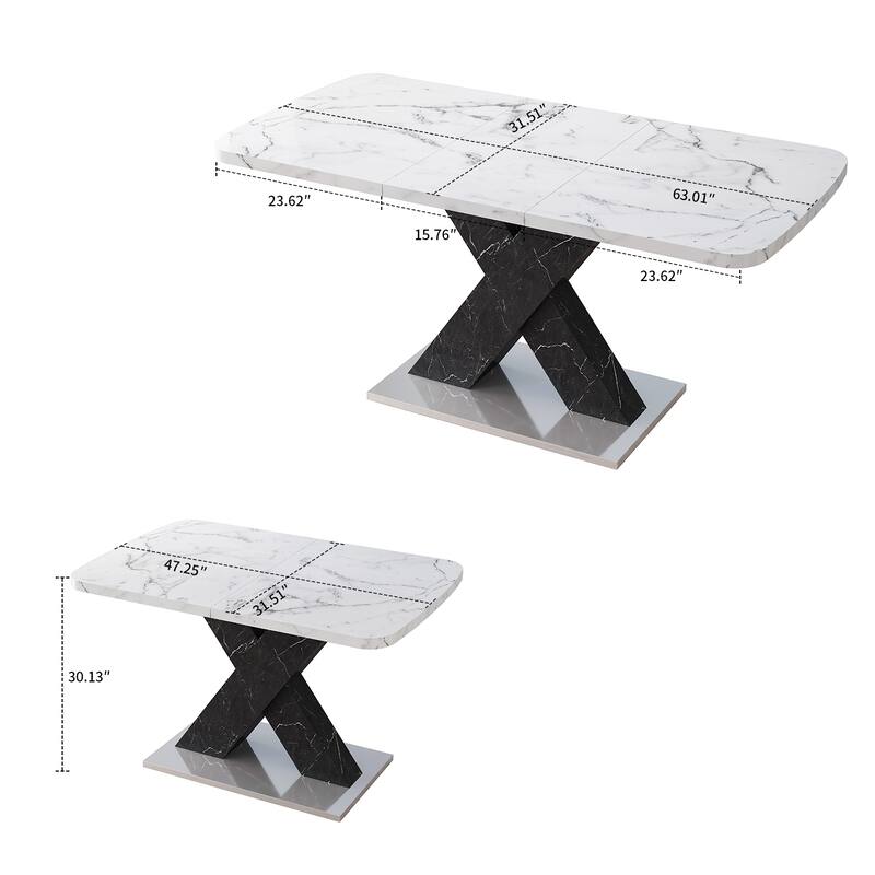 Elegant Stylish Stretchable Wooden Dining Table with Self-Storage Leaf