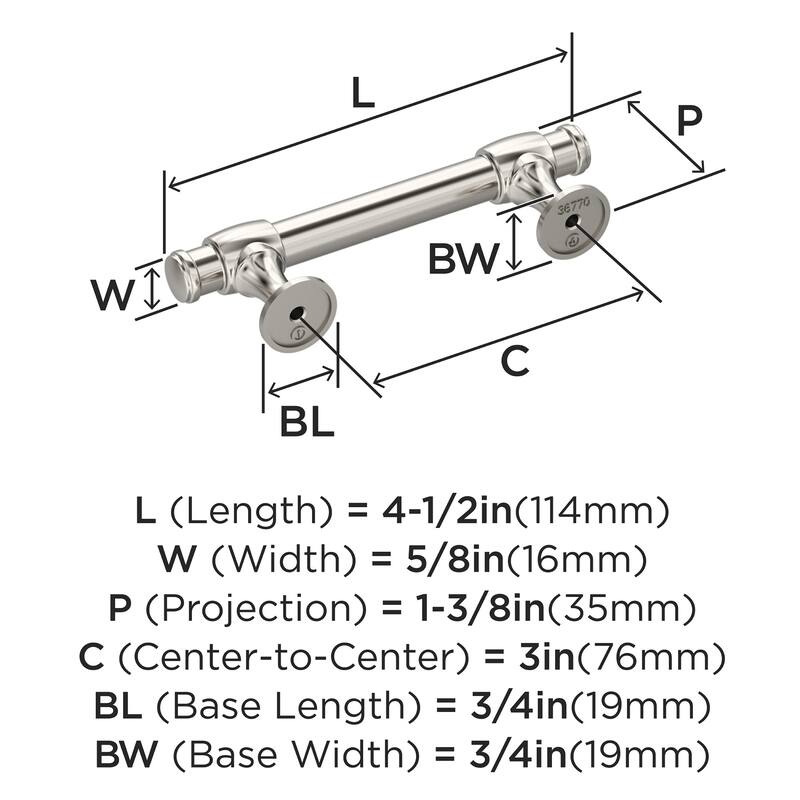Amerock BP36770 Winsome 3" Center to Center Bar Cabinet Pull