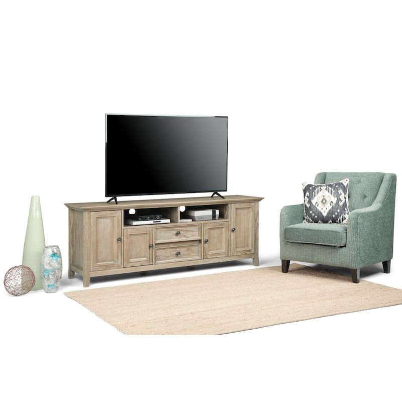 WYNDENHALL Halifax 72 inch Wide Solid Wood Transitional TV Stand - 72"w x 19"d x 26" h