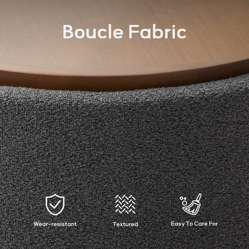 Huimo Modern round wooden tray Ottoman with Storage
