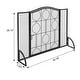 preview thumbnail 5 of 3, Single Door Curved Top Thin Line Round Decorative Fireplace Screen