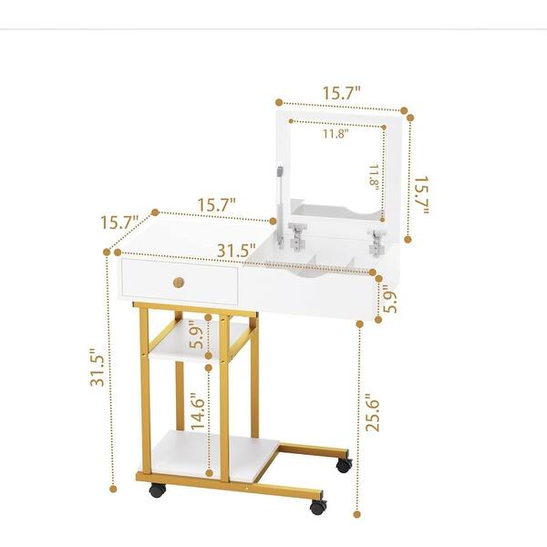 Movable Vanity Moveable Vanity Desk with Mirror for Small Spaces,Golden - Gold - Bed ...