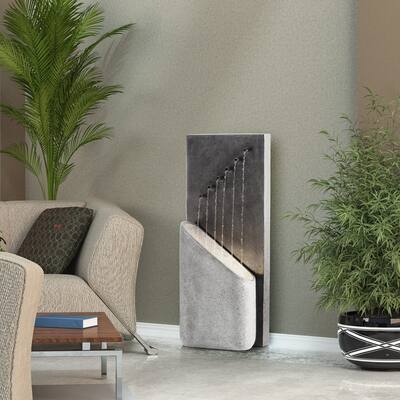 Alpine Corporation 40" Tall Indoor/Outdoor Infinity Calming Floor Fountain, Grey