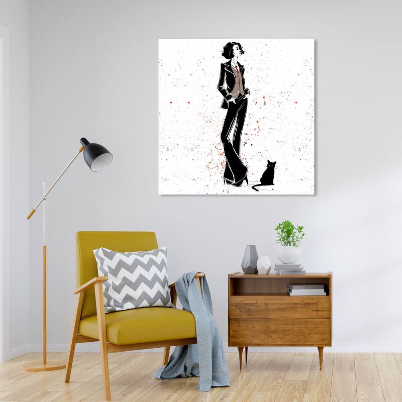 Wynwood Studio Canvas Fashion and Glam Doll Memories - Stylish Femme Black and Glam Wall Art Canvas Print - 30 x 30
