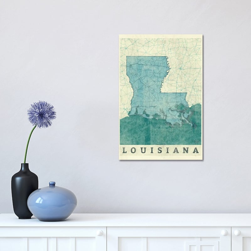 iCanvas "Louisiana Map" by Hubert Roguski Canvas Print - 18x12x1.5