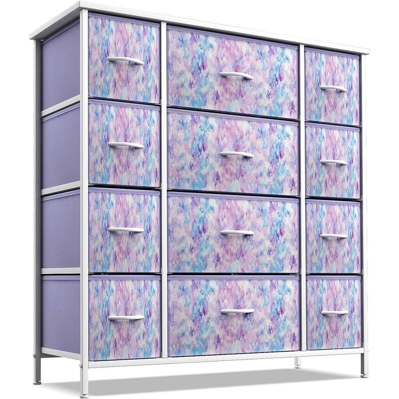 Sorbus 12 Drawer Tall Wide Dresser - Purple