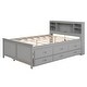 preview thumbnail 6 of 6, Full Size Wooden Platform Bed w/Storage Headboard, Trundle & USB Ports