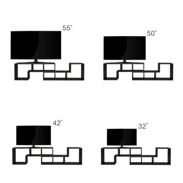 Abstract Double LShaped Low Floor TV Stand with Multi Display Storage