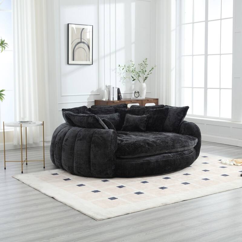 81.10" Double Bread Extra Large Round Sofa Bed with Armrests and Large Cushions
