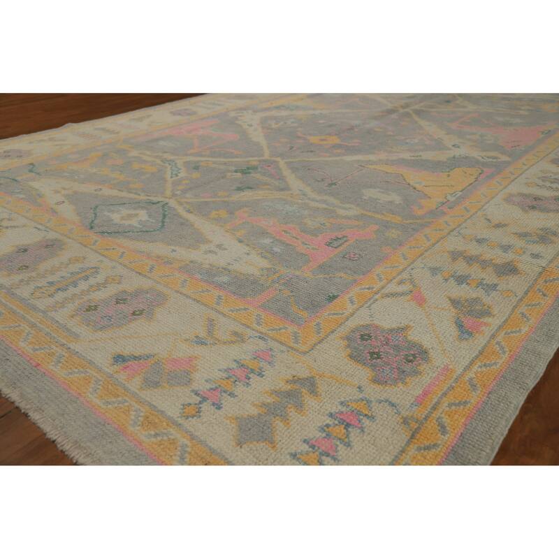 Hand Knotted Oriental 100% Wool Carpet Transitional All-Over Greys & Charcoal Oushak Area Rug - 16' 7'' X 6' 11''