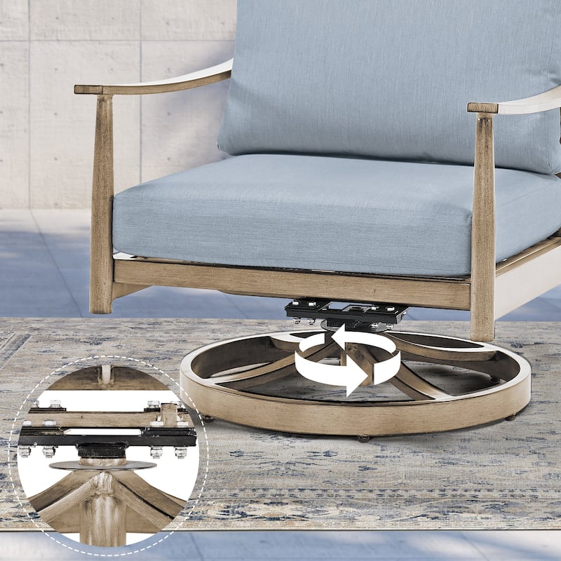 5-Person Aluminum Patio Conversation Set with 2 Swivel Chairs, Loveseat and Coffee Table