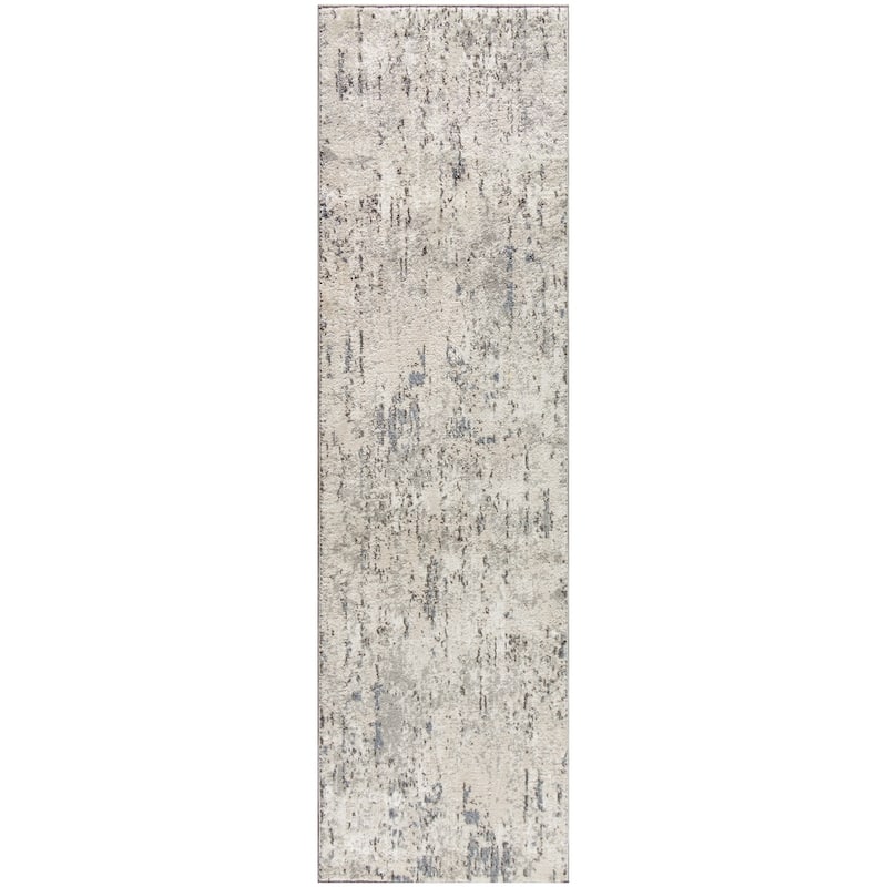 Nourison Concerto Modern Abstract Distressed Area Rug - 2' 2" x 7' 6" - Ivory/Blue/Gray