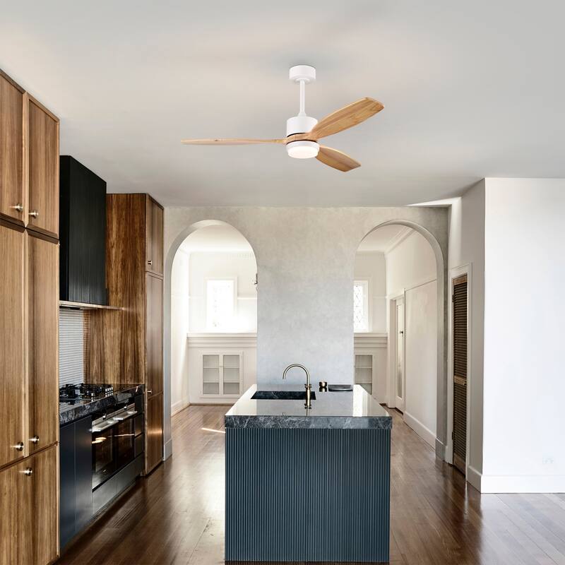 Yerma 52-inch Solid Wood and Metal Lighted Ceiling Fan with LED Lighting