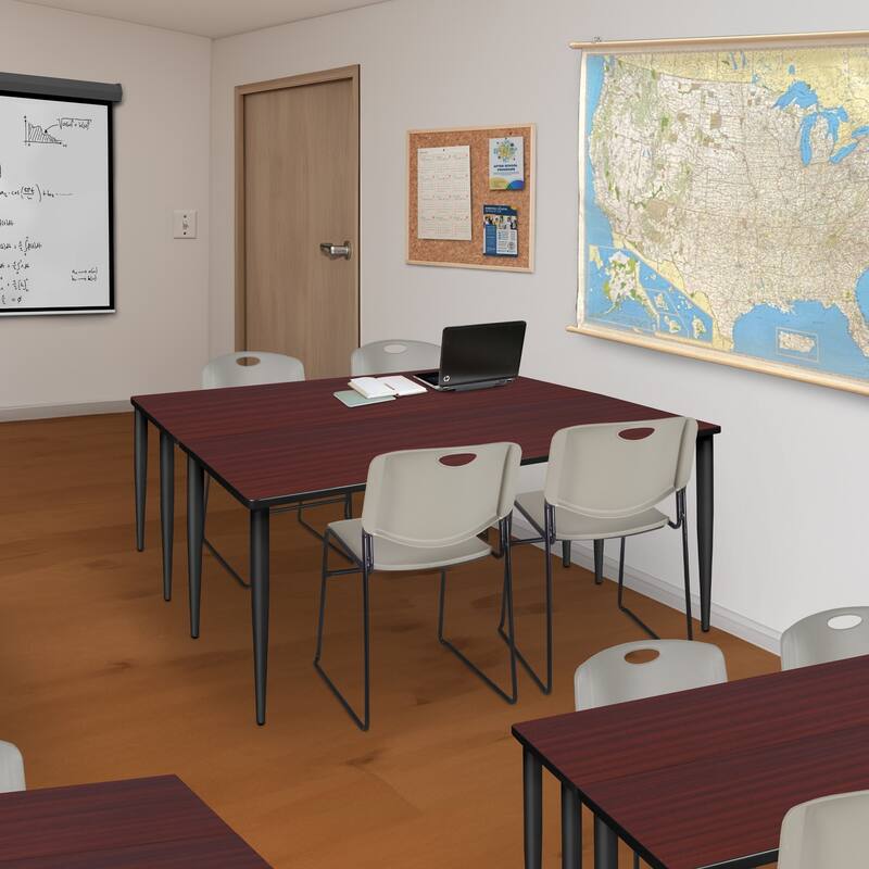 60 x 24 in. Training Seminar Table- Mahogany Top, Black Tapered Legs