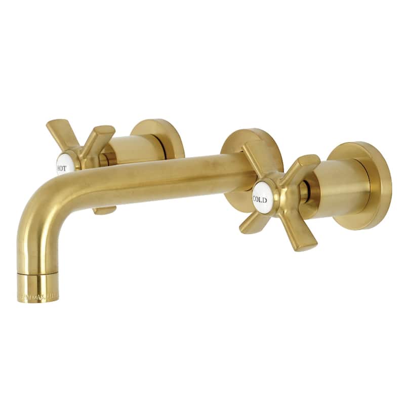 Kingston Brass Millennium Two-Handle 3-Hole Wall Mount Bathroom Faucet - Brushed Brass