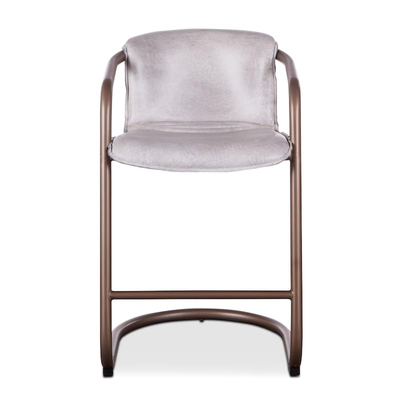 World Interiors Set of 2 Distressed Leather Counter-Height Chairs