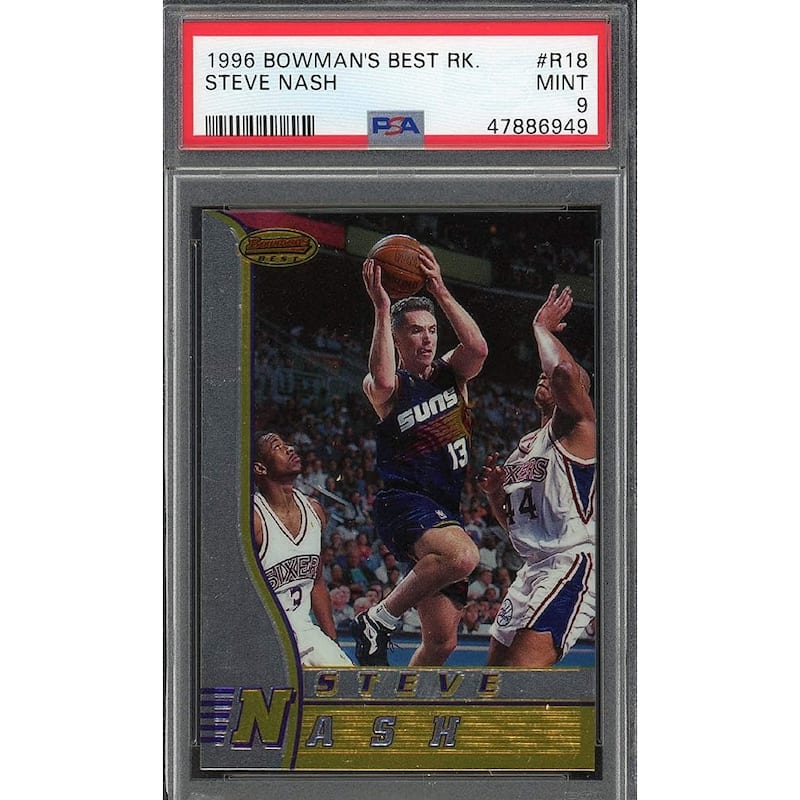 Steve Nash 1996 Bowmans Best Basketball Rookie Card RC #R18 Graded PSA 9 MINT - 8'6" x 11'6"