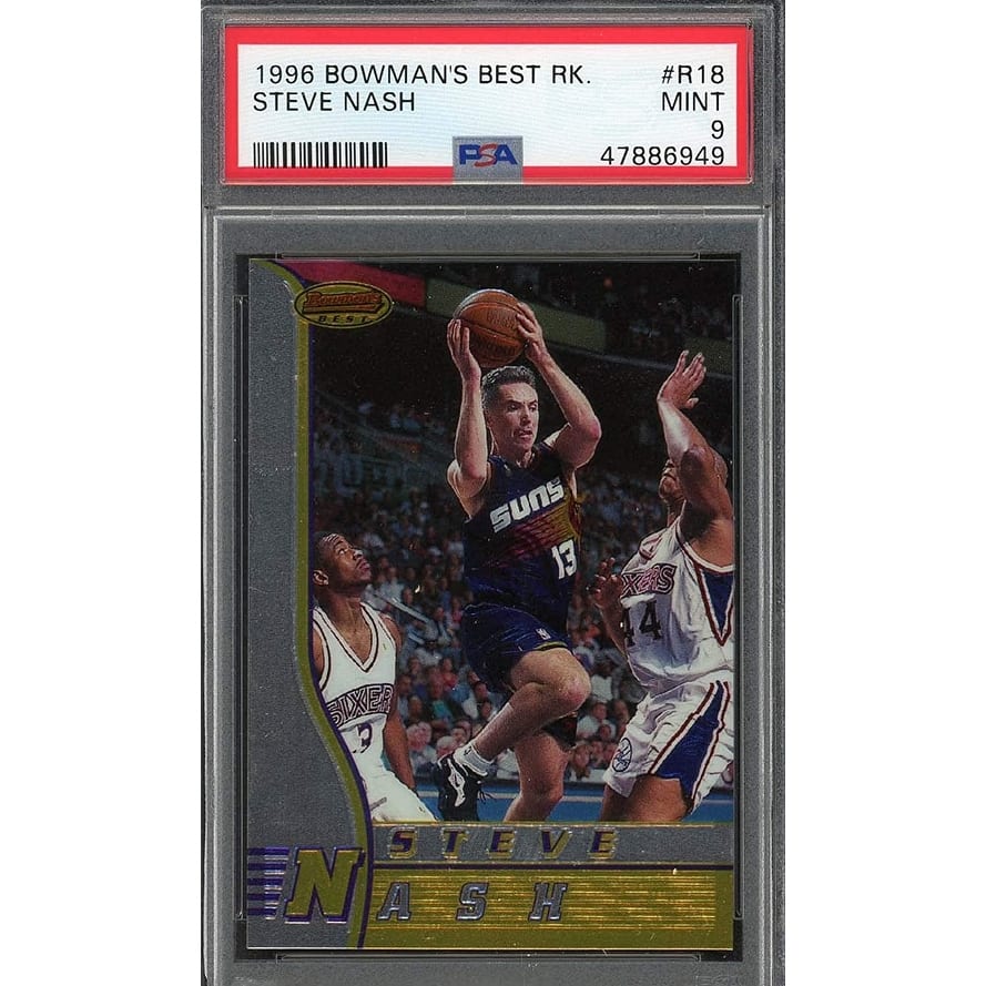 Steve Nash 1996 Bowmans Best Basketball Rookie Card RC #R18 Graded PSA 9 MINT - 8'6" x 11'6"