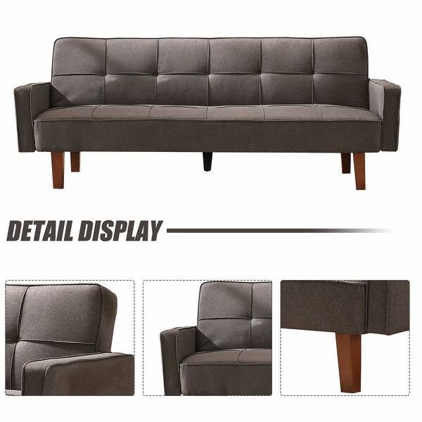 Shop Mieres Brown High Quality And Durable Convertible Linen Sofa