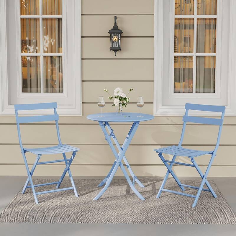 Outdoor Patio Foldable Bistro Set for Bar Garden Backyard