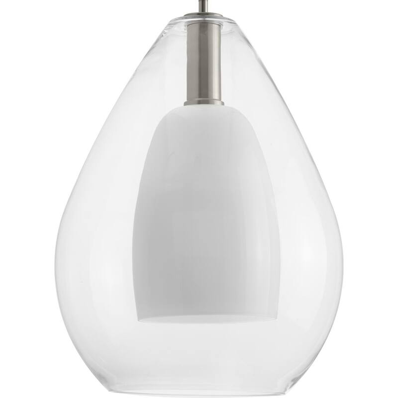 Carillon Collection One-Light Brushed Nickel Large Contemporary Pendant - 15 in x 15 in x 20.75 in